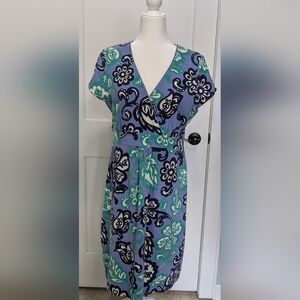 Boden Floral Print Casual Day Dress Faux-Wrap Print 12